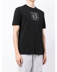 T-shirt à col rond imprimé noir Armani Exchange