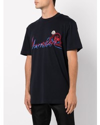 T-shirt à col rond imprimé noir Moncler