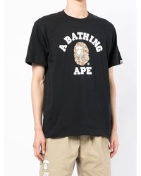 T-shirt à col rond imprimé noir A Bathing Ape