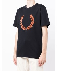 T-shirt à col rond imprimé noir Fred Perry