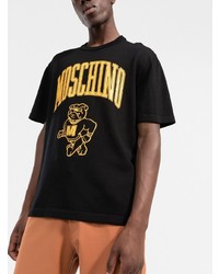 T-shirt à col rond imprimé noir Moschino