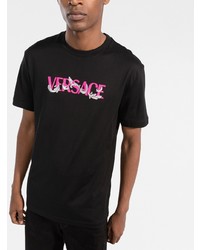 T-shirt à col rond imprimé noir Versace