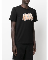 T-shirt à col rond imprimé noir MCM