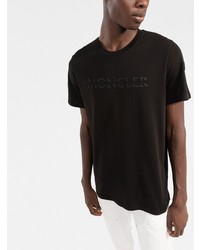 T-shirt à col rond imprimé noir Moncler