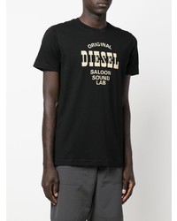 T-shirt à col rond imprimé noir Diesel