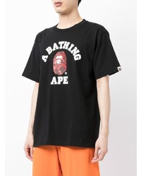 T-shirt à col rond imprimé noir A Bathing Ape