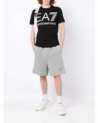 T-shirt à col rond imprimé noir Ea7 Emporio Armani