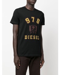 T-shirt à col rond imprimé noir Diesel