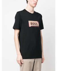 T-shirt à col rond imprimé noir BOSS