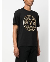 T-shirt à col rond imprimé noir VERSACE JEANS COUTURE