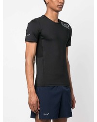 T-shirt à col rond imprimé noir Ea7 Emporio Armani