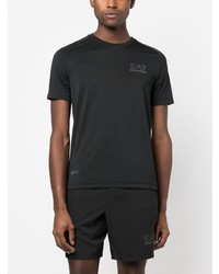 T-shirt à col rond imprimé noir Ea7 Emporio Armani