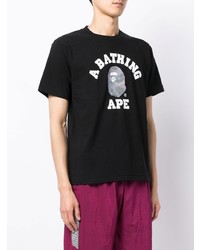 T-shirt à col rond imprimé noir A Bathing Ape