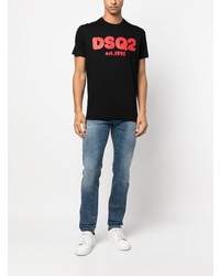 T-shirt à col rond imprimé noir DSQUARED2