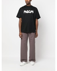 T-shirt à col rond imprimé noir MSGM