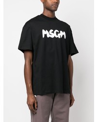 T-shirt à col rond imprimé noir MSGM