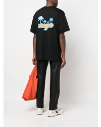 T-shirt à col rond imprimé noir MSGM