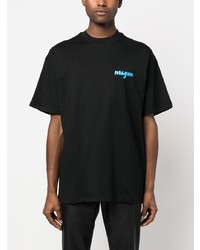 T-shirt à col rond imprimé noir MSGM