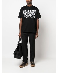 T-shirt à col rond imprimé noir DSQUARED2