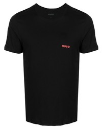 T-shirt à col rond imprimé noir Hugo