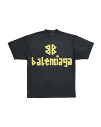 T-shirt à col rond imprimé noir Balenciaga