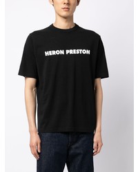 T-shirt à col rond imprimé noir Heron Preston