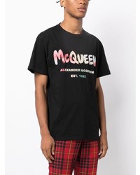 T-shirt à col rond imprimé noir Alexander McQueen