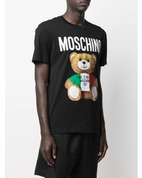 T-shirt à col rond imprimé noir Moschino