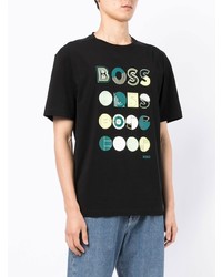 T-shirt à col rond imprimé noir BOSS