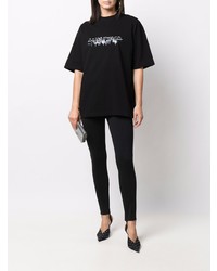 T-shirt à col rond imprimé noir Balenciaga