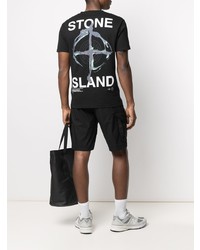 T-shirt à col rond imprimé noir Stone Island