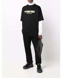 T-shirt à col rond imprimé noir Vetements