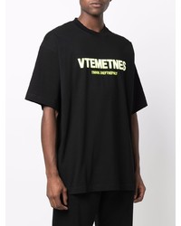 T-shirt à col rond imprimé noir Vetements