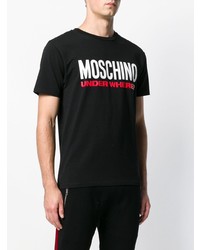 T-shirt à col rond imprimé noir Moschino