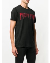 T-shirt à col rond imprimé noir Philipp Plein