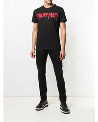 T-shirt à col rond imprimé noir Philipp Plein