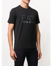 T-shirt à col rond imprimé noir Ea7 Emporio Armani