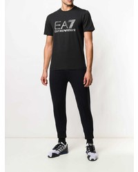 T-shirt à col rond imprimé noir Ea7 Emporio Armani