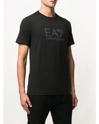 T-shirt à col rond imprimé noir Ea7 Emporio Armani