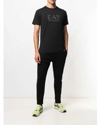 T-shirt à col rond imprimé noir Ea7 Emporio Armani