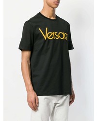 T-shirt à col rond imprimé noir Versace