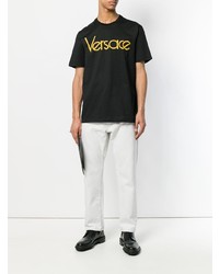 T-shirt à col rond imprimé noir Versace