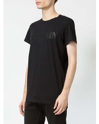 T-shirt à col rond imprimé noir Balmain