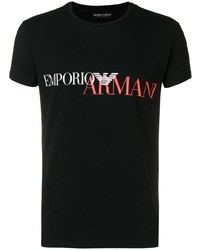 T-shirt à col rond imprimé noir Emporio Armani