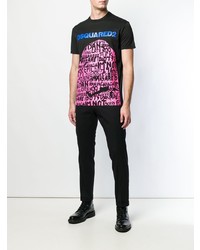 T-shirt à col rond imprimé noir DSQUARED2