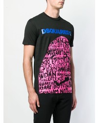 T-shirt à col rond imprimé noir DSQUARED2