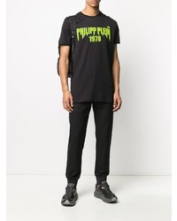 T-shirt à col rond imprimé noir Philipp Plein