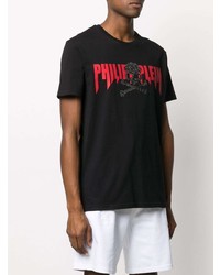 T-shirt à col rond imprimé noir Philipp Plein