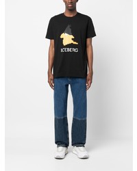 T-shirt à col rond imprimé noir Iceberg