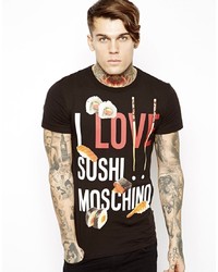 T-shirt à col rond imprimé noir Love Moschino